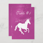Carte de table de mariage Magenta Unicorn (Devant / Derrière)