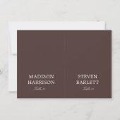 Carte de table de mariage marron chocolat moderne (Devant)