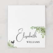 Carte de Table de Mariage Menu Poulet Feuilles de (Extérieur déplié)