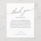 Carte de table de mariage Merci Écriture moderne (Devant)