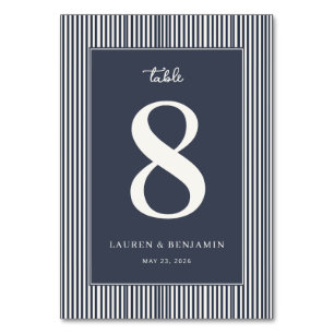 Carte de table de mariage minimaliste bleu marine