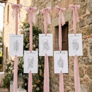 Carte de table de mariage minimaliste gras Numéro
