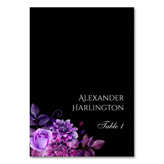 Carte de table de mariage noir. Carte de placement (Par défaut)