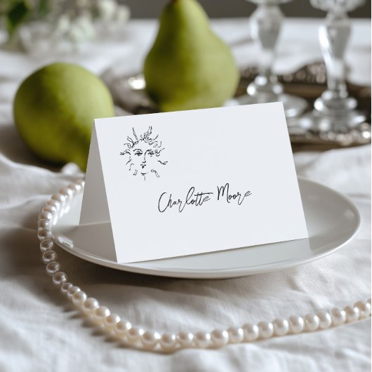 Carte de table de mariage noir et blanc dessinée à