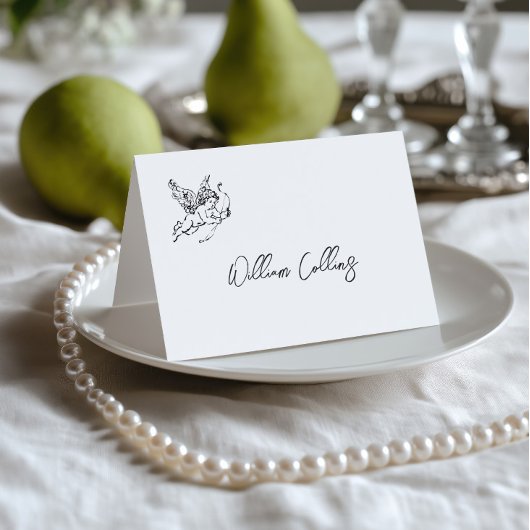 Carte de table de mariage noir et blanc dessinée à