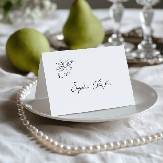 Carte de table de mariage noir et blanc dessinée à
