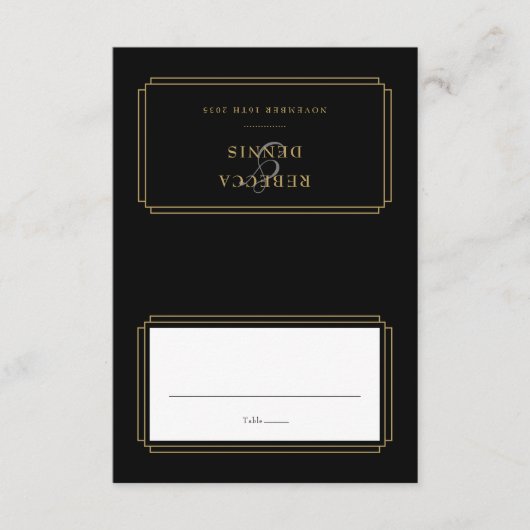 Carte de table de mariage noir et or Classic Deco (Devant)