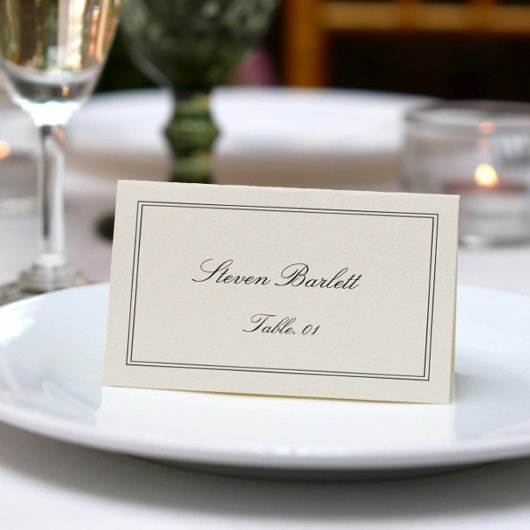 Carte de table de mariage noire et crème à l'ancie