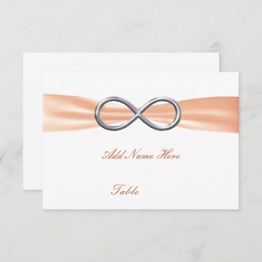 Carte de table de mariage Orange Infinity (Devant / Derrière)