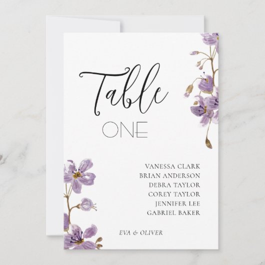 Carte de table de mariage orchidées aquarelles boh (Devant)