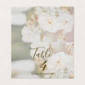 Carte de Table de Mariage Photo de Roses Blanches (Outside Unfolded)