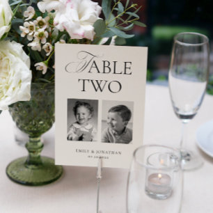 Carte de table de mariage photo noir et blanc Mari