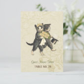 Carte de Table de Mariage Posh Cats Ivory Wedding (Debout devant)