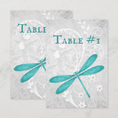 Carte de table de mariage pour libellules turquois (Devant / Derrière)