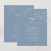 Carte de table de mariage poussiéreuse bleu budget (Devant / Derrière)