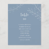 Carte de table de mariage poussiéreuse bleu budget (Dos)