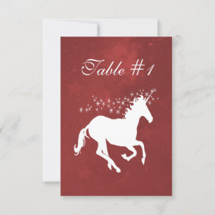 Carte de table de mariage Red Unicorn