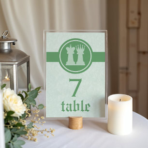 Carte de table de mariage Roi et Reine d'échecs, v