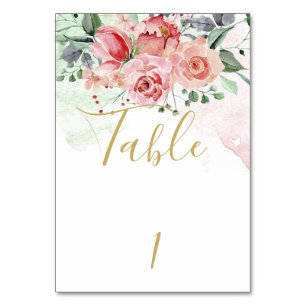 Carte de table de mariage Rose jardin Watercolor