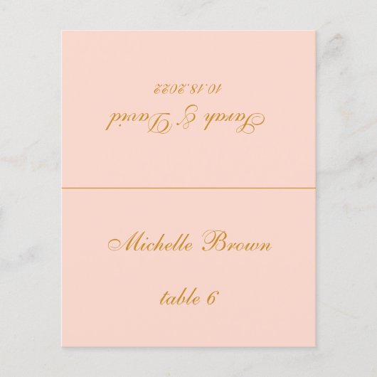 Carte de table de mariage rose - Nom de l'invité i (Devant)
