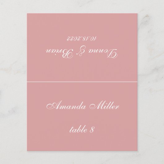 Carte de table de mariage Rose Poussiéreuse - Nom  (Devant)