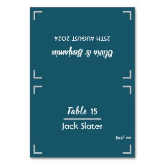Carte de table de mariage simple écriture manuscri