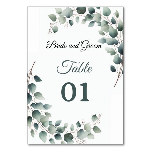 Carte de table de mariage simple Eucalyptus (Par défaut)