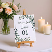 Carte de table de mariage simple Eucalyptus