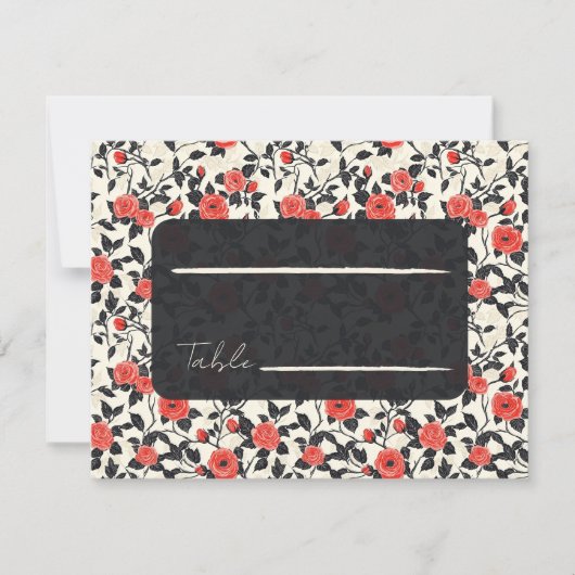 Carte de table de mariage unique à la rose classiq (Devant)