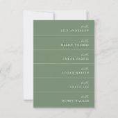 Carte de table de mariage vert sauge moderne (Devant)