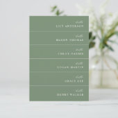 Carte de table de mariage vert sauge moderne (Debout devant)
