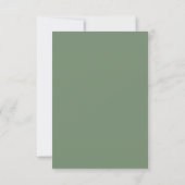 Carte de table de mariage vert sauge moderne (Dos)