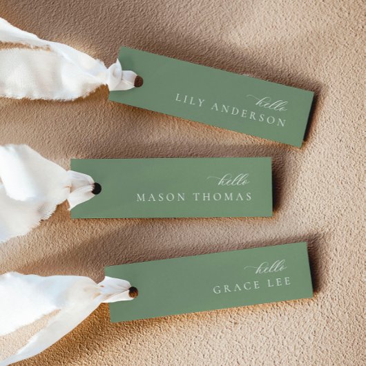Carte de table de mariage vert sauge moderne