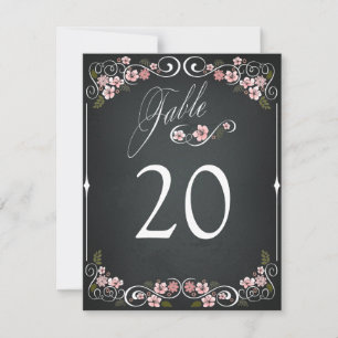 Carte de table de mariage vintage à craie florale 