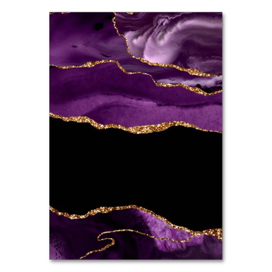 Carte de table de mariage violet et or (Dos)