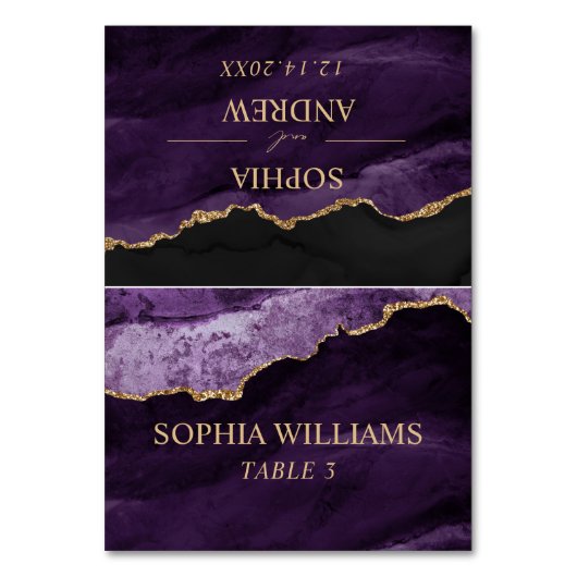 Carte de table de mariage violet et or (Par défaut)