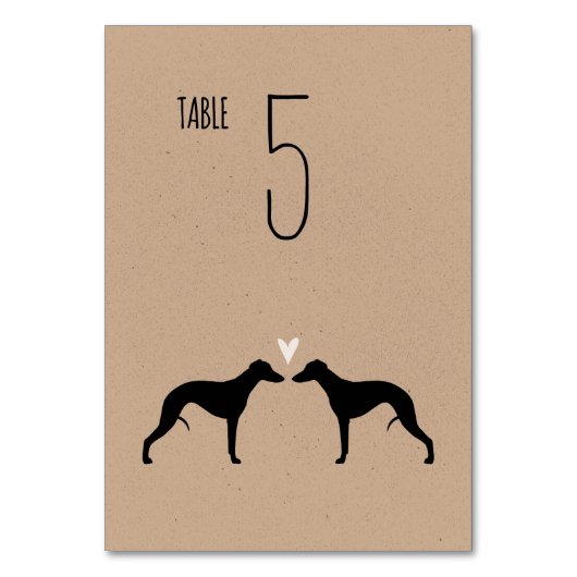 Carte de table de mariage Whippet Silhouettes (Par défaut)