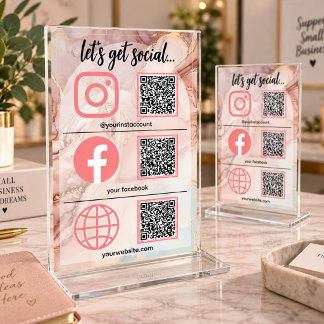 Carte de table de médias sociaux en or rose pour l