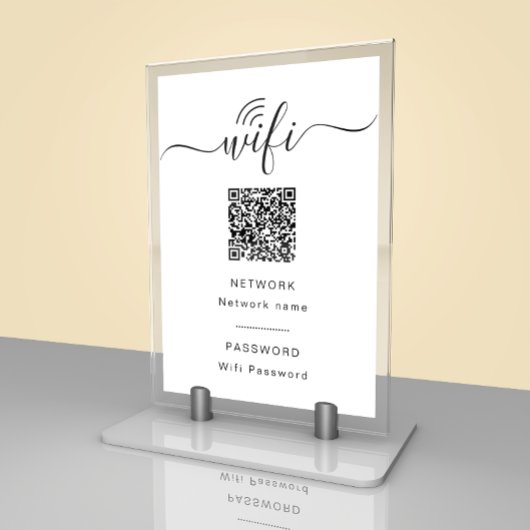 Carte de table de mot de passe Wifi Noir & Blanc