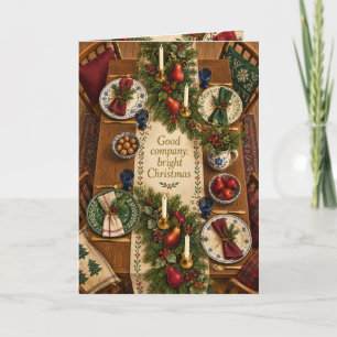 Carte de table de Noël festive en bonne compagnie