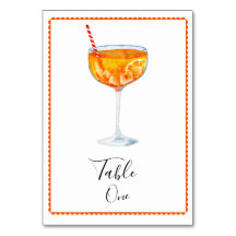 Carte de table de numéro de Spritz Aperol