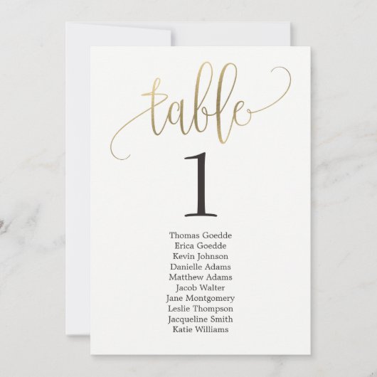 Carte de table de plan de siège Calligraphie adora (Devant)