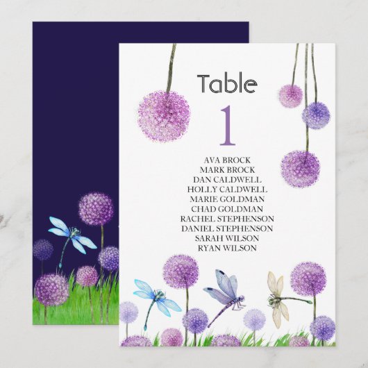 Carte de table de plan de siège calligraphie charm (Devant / Derrière)