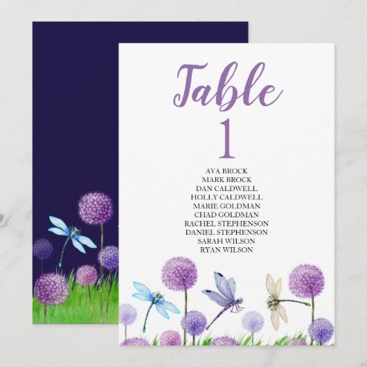 Carte de table de plan de sièges Calligraphie ador (Devant / Derrière)