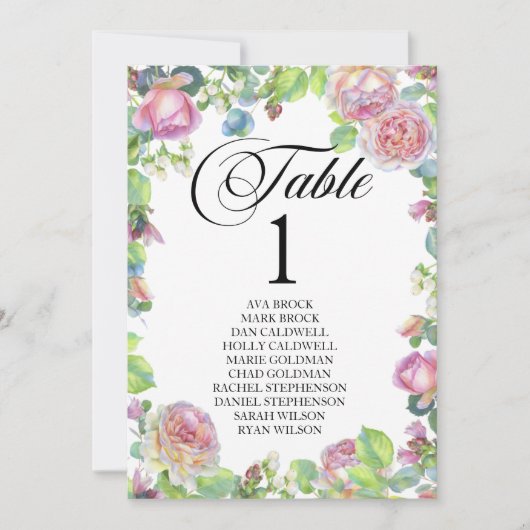 Carte de table de plan de sièges Calligraphie élég (Devant)