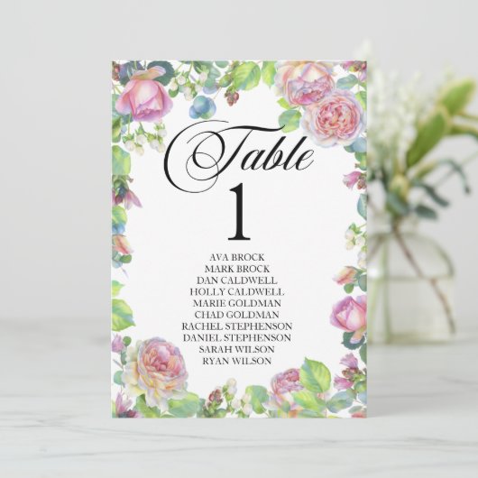 Carte de table de plan de table calligraphie charm (Debout devant)