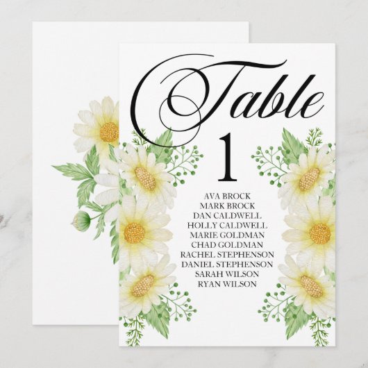 Carte de table de plan de table calligraphie charm (Devant / Derrière)