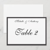 Carte de table de réception à bordure noire élégan (Devant / Derrière)