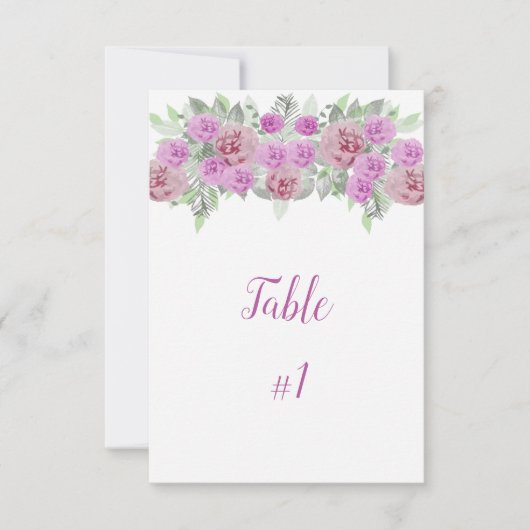 Carte de table de réception de verdure de pivoine (Devant)