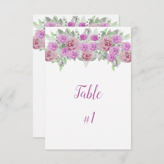 Carte de table de réception de verdure de pivoine (Devant / Derrière)